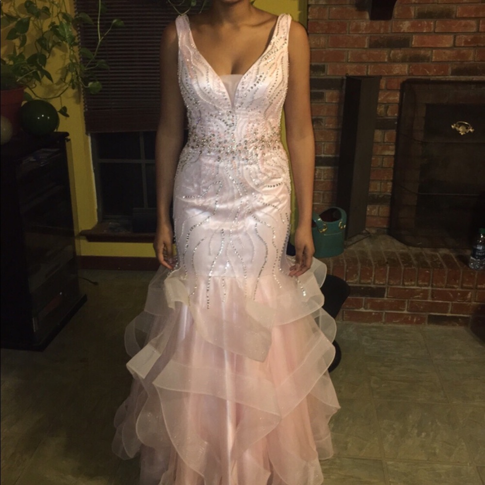 Blush pink prom dress/ pageant dress